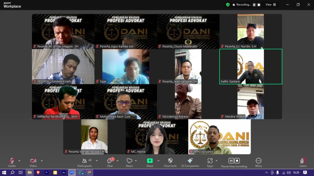 Harapan Ketua Umum Perkumpulan Officium Nobile Berkeadilan (PERNOBIL) di Hari Pertama Pendidikan Khusus Profesi Advokat Batch 02